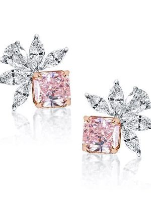 Pink Marquise & Cushion Cut Sterling Silver Stud Earrings for Women