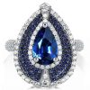 Pear Halo Engagement Ring - Sterling Silver, Simulated Diamond