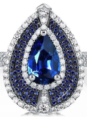 Pear Halo Engagement Ring - Sterling Silver, Simulated Diamond
