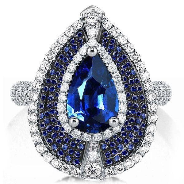 Pear Halo Engagement Ring - Sterling Silver, Simulated Diamond