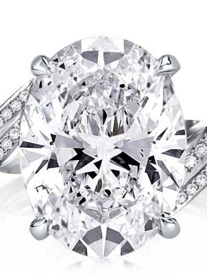 Oval White Sapphire Engagement Ring - 925 Sterling Silver Twist Shank