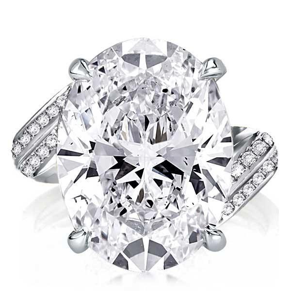 Oval White Sapphire Engagement Ring - 925 Sterling Silver Twist Shank