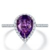 Pear Amethyst Halo Engagement Ring in Sterling Silver