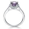 Pear Amethyst Halo Engagement Ring in Sterling Silver