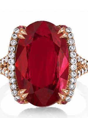 Garnet Engagement Ring - 12.75 CT Oval Cut, Rose Gold Plated Sterling Silver