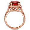 Garnet Engagement Ring - 12.75 CT Oval Cut, Rose Gold Plated Sterling Silver