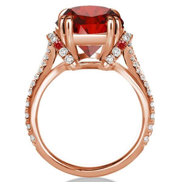 Garnet Engagement Ring - 12.75 CT Oval Cut, Rose Gold Plated Sterling Silver