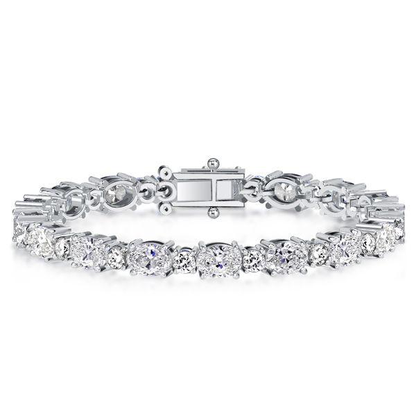 Sterling Silver Alternating Oval & Round Cut Cubic Zirconia Tennis Bracelet for Women