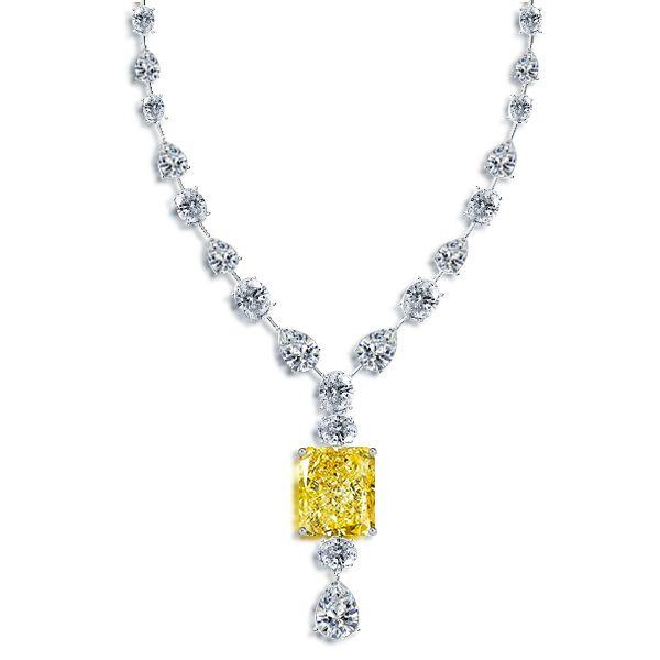 Radiant Cut Created Topaz Pendant Necklace - Sterling Silver