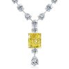Radiant Cut Created Topaz Pendant Necklace - Sterling Silver