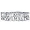 Baguette White Sapphire Wedding Band - Vintage Style Sterling Silver Ring