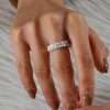 Baguette White Sapphire Wedding Band - Vintage Style Sterling Silver Ring