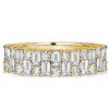 Baguette White Sapphire Wedding Band - Vintage Style Sterling Silver Ring
