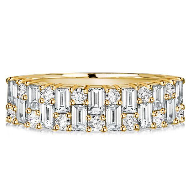 Baguette White Sapphire Wedding Band - Vintage Style Sterling Silver Ring