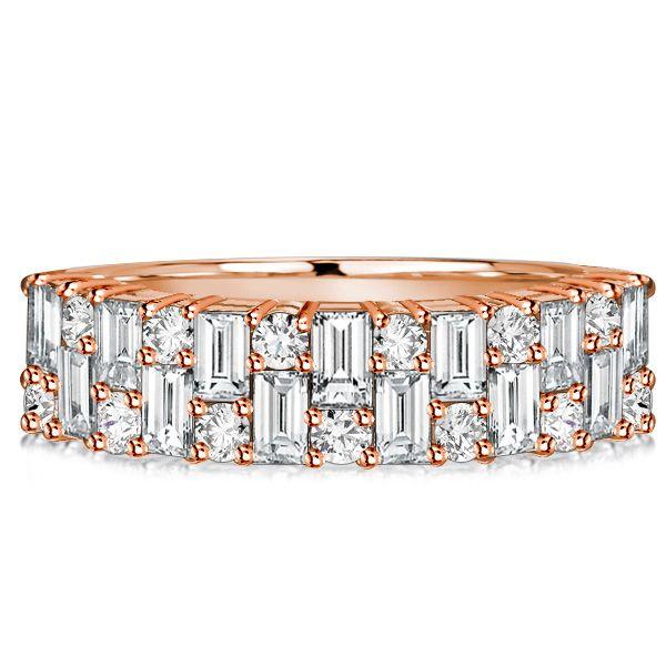 Baguette White Sapphire Wedding Band - Vintage Style Sterling Silver Ring