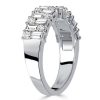 Baguette White Sapphire Wedding Band - Vintage Style Sterling Silver Ring