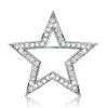 White Sapphire Star Brooch for Women - 925 Sterling Silver