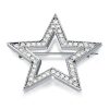 White Sapphire Star Brooch for Women - 925 Sterling Silver