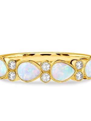 Pear Cut Opal Ring - 925 Sterling Silver Wedding Ring for Women