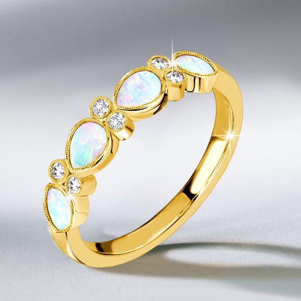 Pear Cut Opal Ring - 925 Sterling Silver Wedding Ring for Women