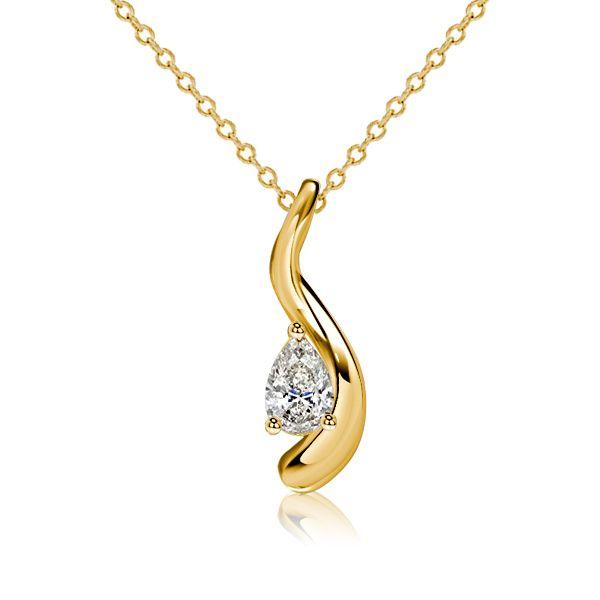 Pear Shaped Solitaire Pendant Necklace - 18K Gold Plated Sterling Silver - 0.5 CT. TW