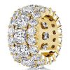 18K Gold Plated Sterling Silver Triple Row Cushion Eternity Wedding Band (6.25 CT. TW.)