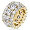 18K Gold Plated Sterling Silver Triple Row Cushion Eternity Wedding Band (6.25 CT. TW.)