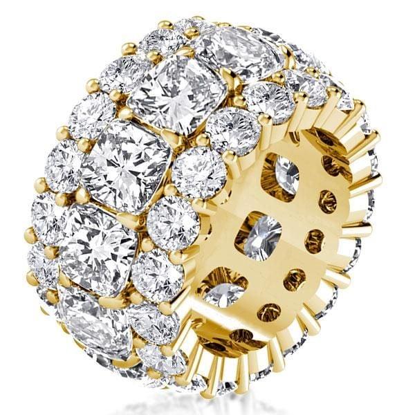 18K Gold Plated Sterling Silver Triple Row Cushion Eternity Wedding Band (6.25 CT. TW.)
