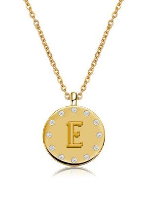 Personalized Initial Coin Pendant Necklace - 18K Gold Plated Sterling Silver