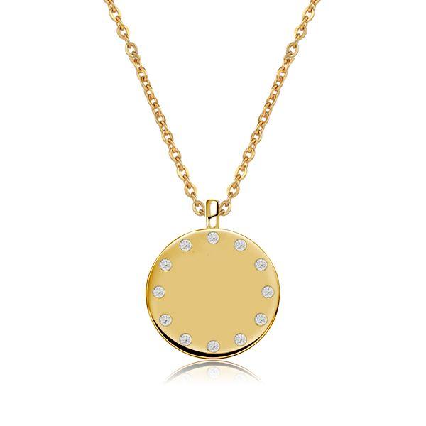 Personalized Initial Coin Pendant Necklace - 18K Gold Plated Sterling Silver