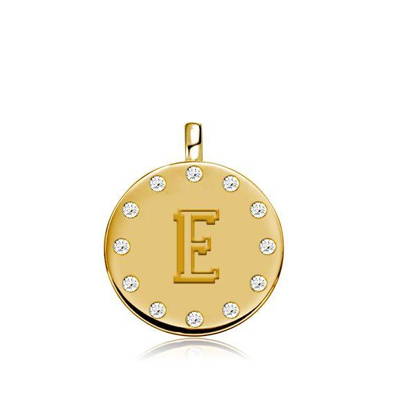 Personalized Initial Coin Pendant Necklace - 18K Gold Plated Sterling Silver