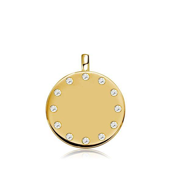 Personalized Initial Coin Pendant Necklace - 18K Gold Plated Sterling Silver