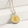 Personalized Initial Coin Pendant Necklace - 18K Gold Plated Sterling Silver