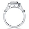 Emerald Cut Black Engagement Ring - Sterling Silver Halo Vintage Style