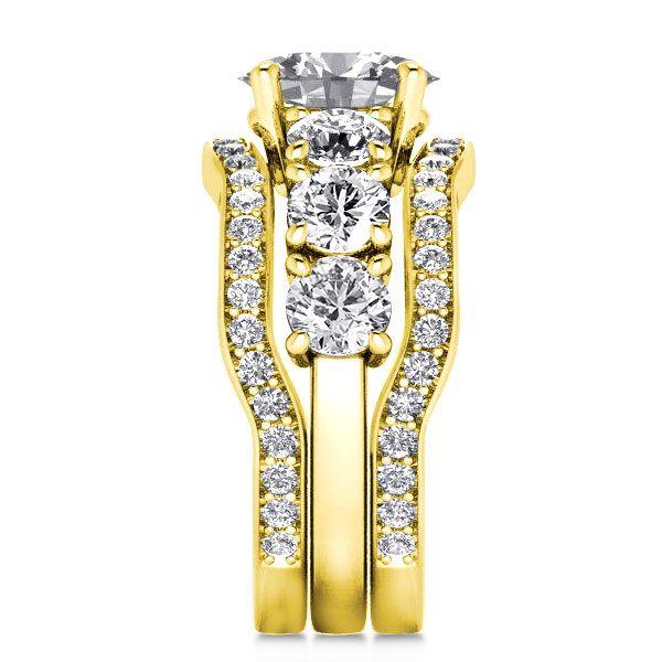 18K Gold Plated Sterling Silver Oval Cut Engagement Ring - 5 Carat Center Stone