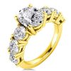 18K Gold Plated Sterling Silver Oval Cut Engagement Ring - 5 Carat Center Stone