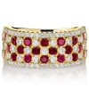 1.66 CTW White and Ruby Sapphire Multi-Row Wedding Band in 18K Gold Plated Sterling Silver