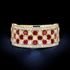 1.66 CTW White and Ruby Sapphire Multi-Row Wedding Band in 18K Gold Plated Sterling Silver