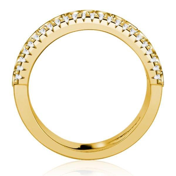 1.66 CTW White and Ruby Sapphire Multi-Row Wedding Band in 18K Gold Plated Sterling Silver