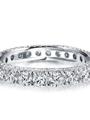 Sterling Silver Round Cut Peekaboo Eternity Wedding Band - 2.45 CT. TW