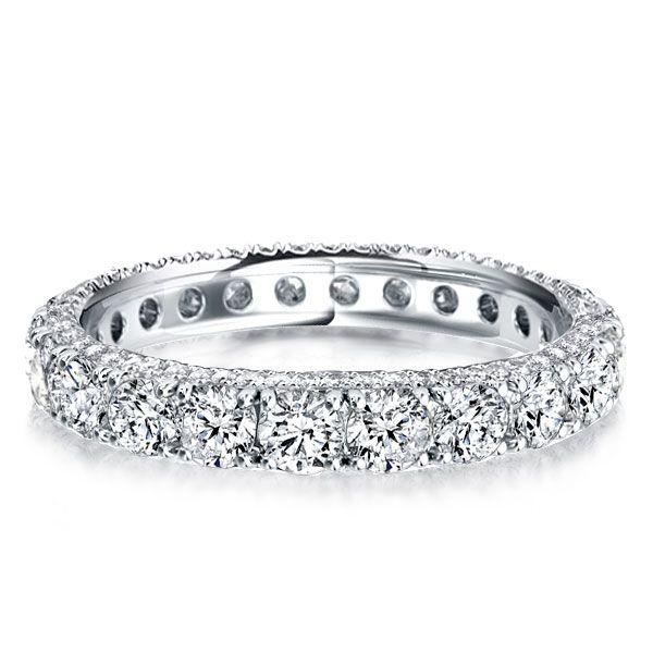 Sterling Silver Round Cut Peekaboo Eternity Wedding Band - 2.45 CT. TW
