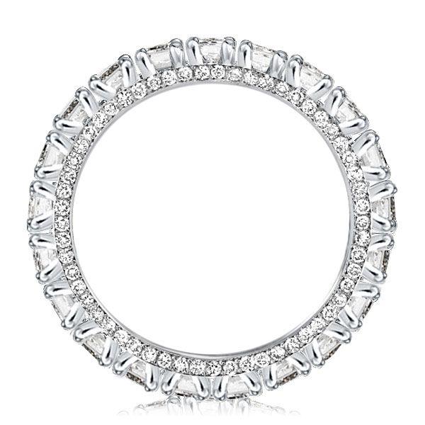 Sterling Silver Round Cut Peekaboo Eternity Wedding Band - 2.45 CT. TW