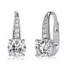 Round White Sapphire Pave Drop Earrings in Sterling Silver - Leverback