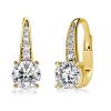 Round White Sapphire Pave Drop Earrings in Sterling Silver - Leverback