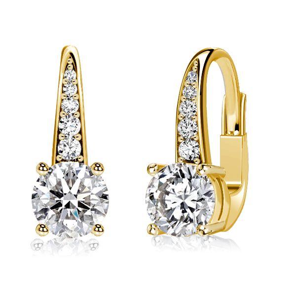 Round White Sapphire Pave Drop Earrings in Sterling Silver - Leverback