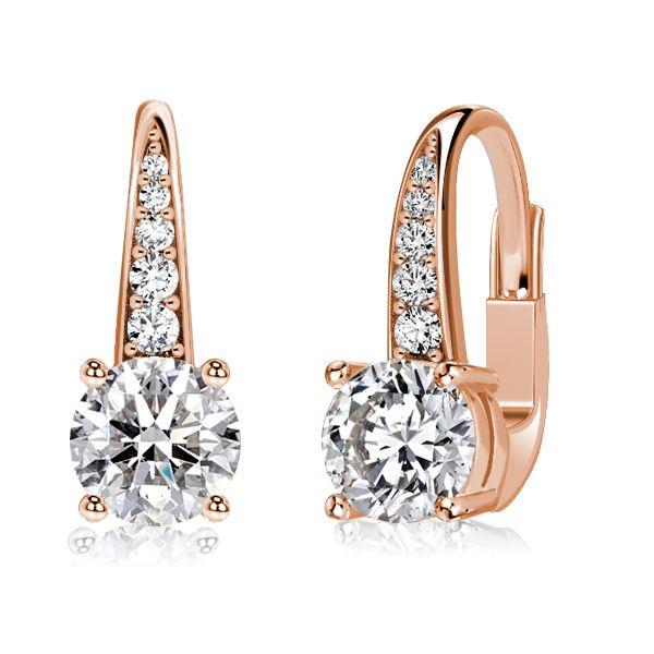 Round White Sapphire Pave Drop Earrings in Sterling Silver - Leverback