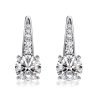 Round White Sapphire Pave Drop Earrings in Sterling Silver - Leverback