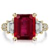 Ruby & Emerald Cut Three Stone Engagement Ring in Sterling Silver
