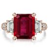 Ruby & Emerald Cut Three Stone Engagement Ring in Sterling Silver
