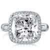 Halo Cushion Created White Sapphire Engagement Ring - Sterling Silver